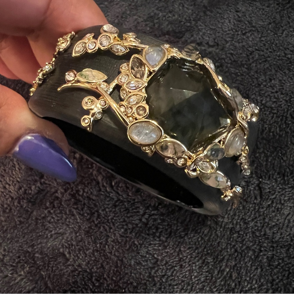 Alexis Bittar Elegant Black and Gold Women's Cuff